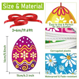16 Pieces Easter Egg Outdoor Hanging Ornaments Decorations Happy Easter Hanging Porch & Tree Yard Lawn Decor - Double-Side Printed