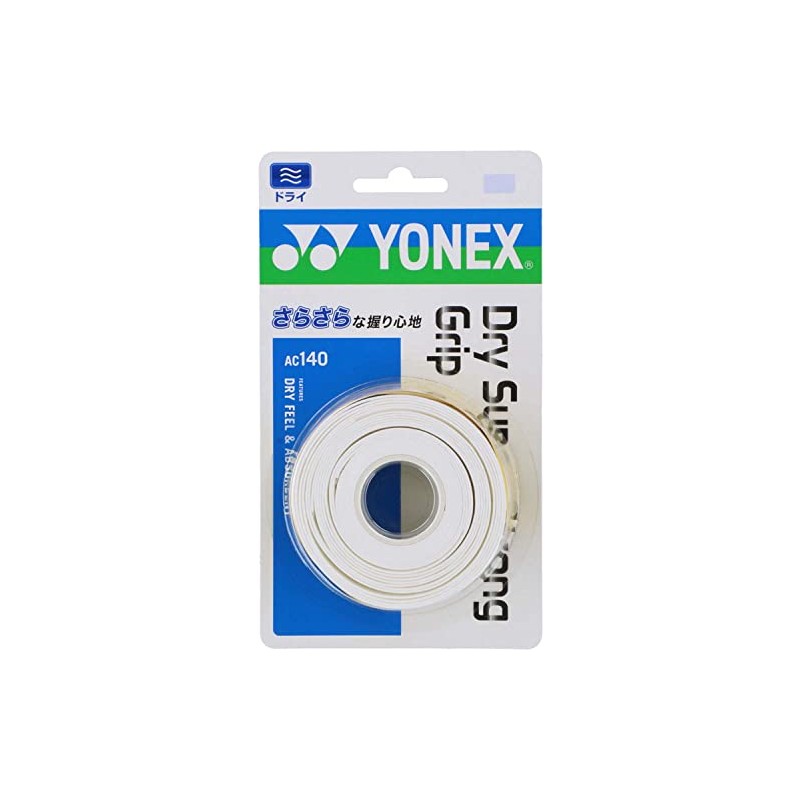 YONEX Tennis Grip Tape, Dry Super Strong Grip, White (011),