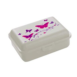 Fizzii BRO-Uno-Pink-Schmet Butterfly Lunch Box, Plastic - Pearl White, 18 x 13 x 7 Cm
