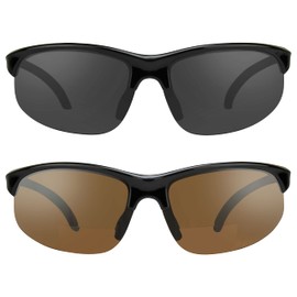 proSPORT BIFOCAL Reading Sunglasses 2 Pairs Pack +1.50 Smoke and High Definition Amber Lenses Men Women