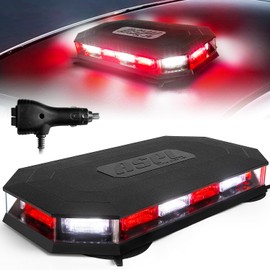 ASPL 16.5 Inch Roof Top Beacon Emergency Strobe Light - 56 LED Magnetic Warning Caution Bar for Traffic Hazard Plow - Trucks Vehicles Construction Snowplow (Red/White)