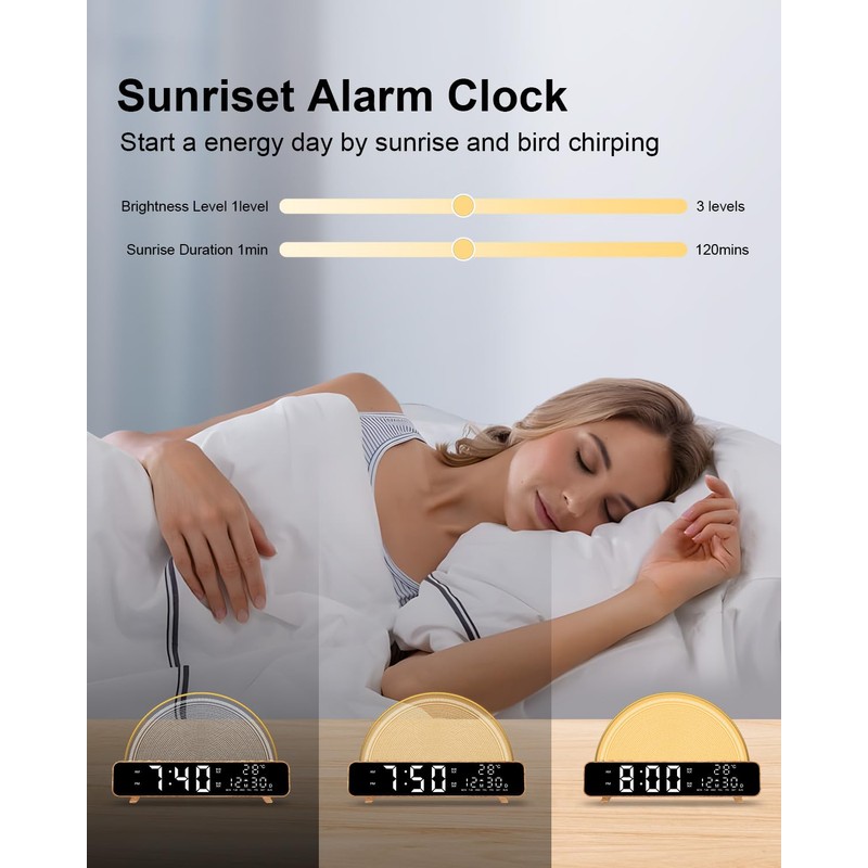 Sunrise Alarm Clock Wake Up Light with Sunrise Simulation White