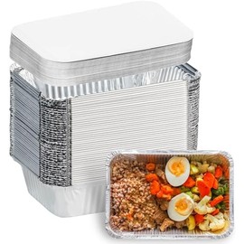 AMD Nexus 25 X No2 (470ml) Aluminium Foil Food Container with Lids, Reusable Takeaway Containers, Great for Baking Roasting Cooking Food Storage