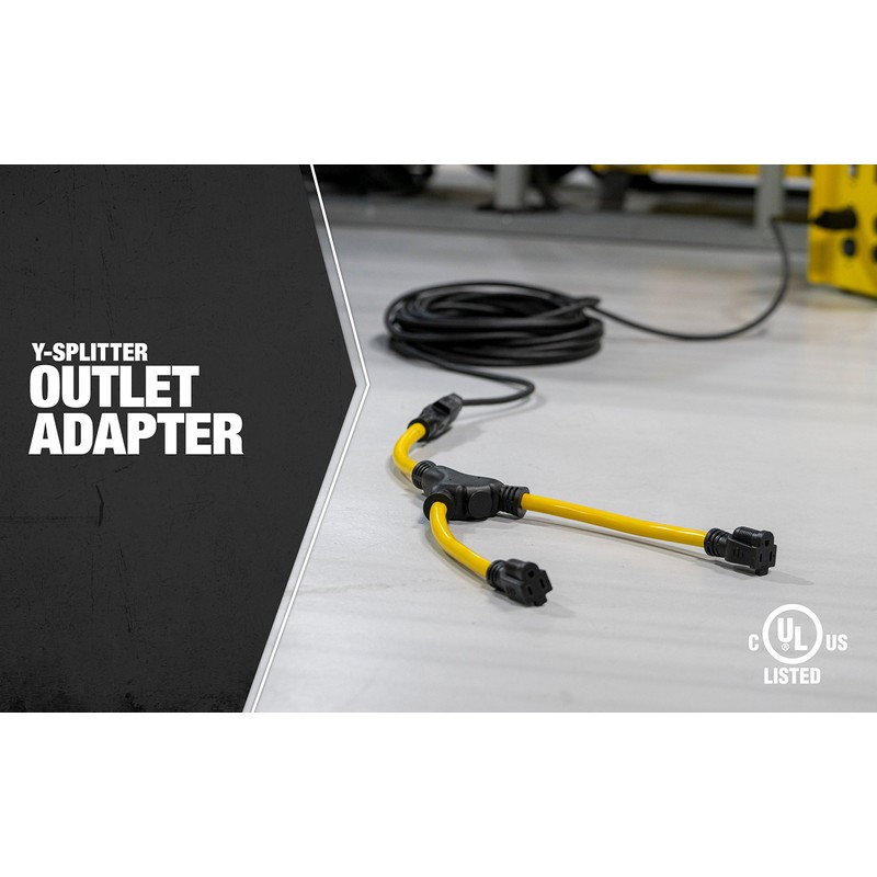 Southwire Generator 2-Outlet Y-Splitter Cable - Converts Single Plug to