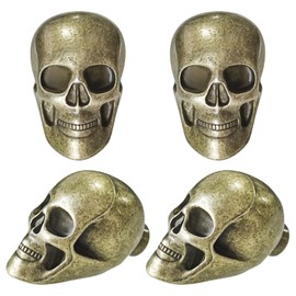 BAMI-LEE House Vintage Skull Cabinet Knob,4 Piece Furniture Cabinet Handle for Kitchen Dresser Cupboard Wardrobe with Screws (Bronze)