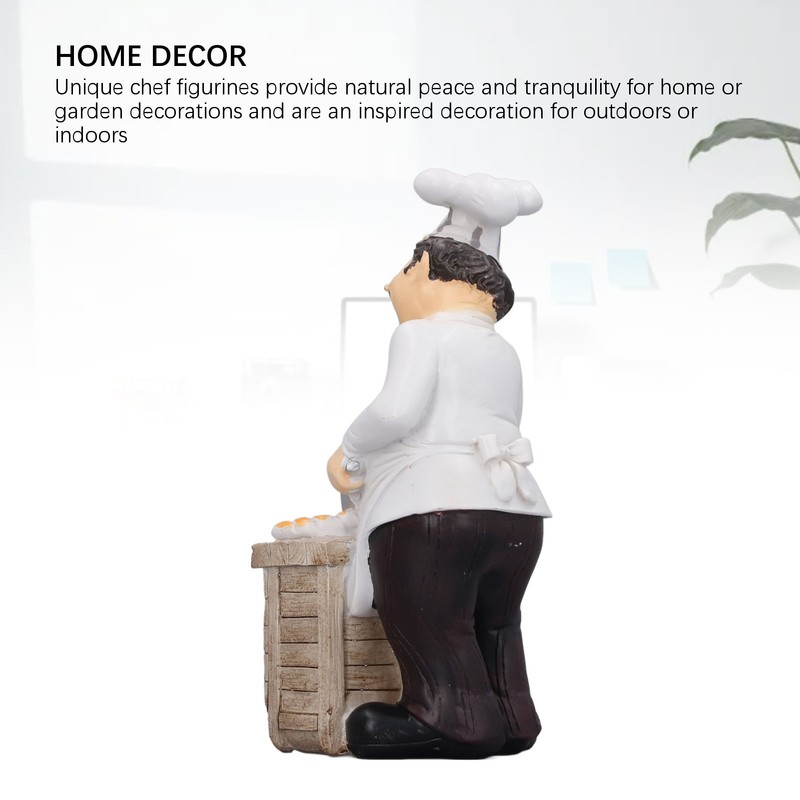Resin Chef Statue Restaurant Dining Table Decor Figurine Ornament Kitchen