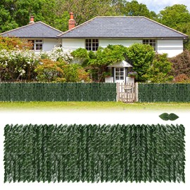SUMORISE Artificial Ivy Privacy Fence Wall Screen, Artificial Hedges Fence and Faux Ivy Vine Leaf Decoration for Outdoor Indoor Garden Fence Backyard (236x40 inch, Green Vines)
