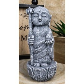 Lucky Japanese Jizo Monk Holding Staff & Jewel Figurine 5"H Bodhisattva Buddha