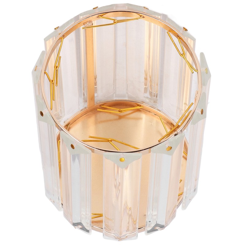 Cosmetic Brush Holder Transparent Glass Round Decorative Desktop Pen Storage