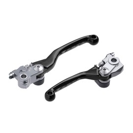 ZETA Brake & Clutch Lever Combo Set CNC Machined Compatible with GasGas, Husqvarna and KTM Series Motocross & Enduro Motorcycles [Pivot/Folding Type] [Black] Made in Japan, ZZE44-4121