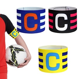 Tomedeks 3 Pcs Captains Armband Adjustable Multicoloured,Captain Armband Football,Captains Armband Kids Velcro,Adult & Youths Elastic Sports Arm Band For All Sports Events Clubs Teams