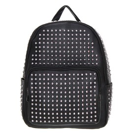 Valigeria.shop Backpack Women's Girls Rivets Casual City Backpack with Studs Made of Faux Leather for Travel Leisure Work School 20 Litres Offer Zip Gift Idea Black S, black