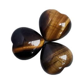 Manekieko Manekieko 3 Pcs Natural Tiger's Eye Pocket Palm Thumb Healing Crystal Heart Love Worry Stones,25mm Reiki Balancing Crystal and Healing Stones