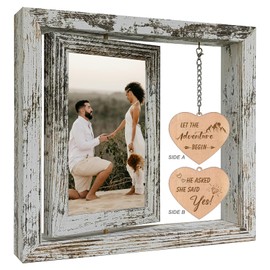 Let the Adventure Begin - He Asked She Said Yes Picture Frame Engagement Gifts for Couples Newly Engaged Gifts Fiance Women Her (Dis Two 6x4 Inch)