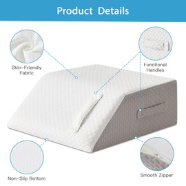 MEGCXIT Leg Elevation Pillow for After Surgery, Leg Pillow Elevation Blood Circulation, Memory Foam Leg Wedge for Elevation for Swelling, Foot Elevation Pillow Post Surgery 24×22×8 Inch White/Grey