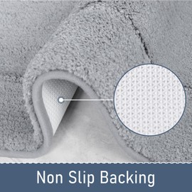 LOCHAS Bathroom Rugs, 24" x 17" Small Bath Rug, Non Slip Washable Bath Mat for Bathroom, Soft Absorbent Microfiber Bathroom Mat, Shaggy Plush Luxury Bath Carpet for Shower, Grey