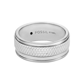 Fossil Knox JF0476804010 Men's Ring Stainless Steel Silver without Gemstones, Stainless Steel, No Gemstone