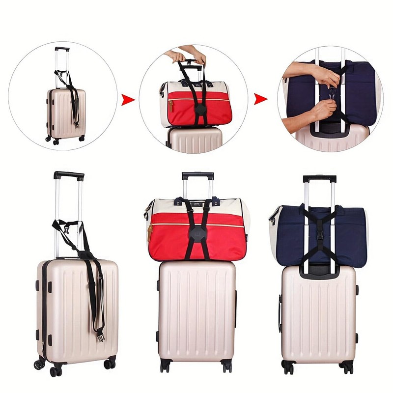 LUYING Suitcase Belt, High Elasticity, Black, 1 Piece, One-Touch Type,