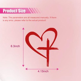 KITUREK Love Cross Sticker Decal, Love Heart Cross Stickers, Decal Vinyl Sticker for Notebook, Car, Laptop, Window 6.3'4.13' (2PCS Red Small)