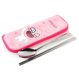 (10x10) Kakao Friends All-Stainless Steel Cutlery Mono Cutlery Case Set Apeach / (텐바이텐)카카오프렌즈 올스텐 수저 모노수저케이스세트 어피치