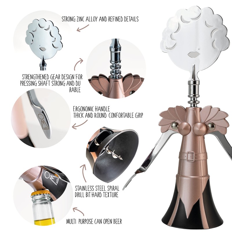 Ladim Women's The Queen Zinc Alloy Lever Corkscrew Bottle Opener