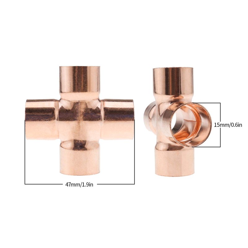 Be In Your Mind 5Pcs 15mm 4-Way Cross Union Pipe