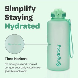 Hydracy 2L Large Water Bottle, Shatterproof, BPA Free Tritan Plastic, Leakproof, Zero Condensation, With Detachable Carry Strap, Spillproof Lid, Convenient Silicon Spout, Ideal for Gym, Yoga
