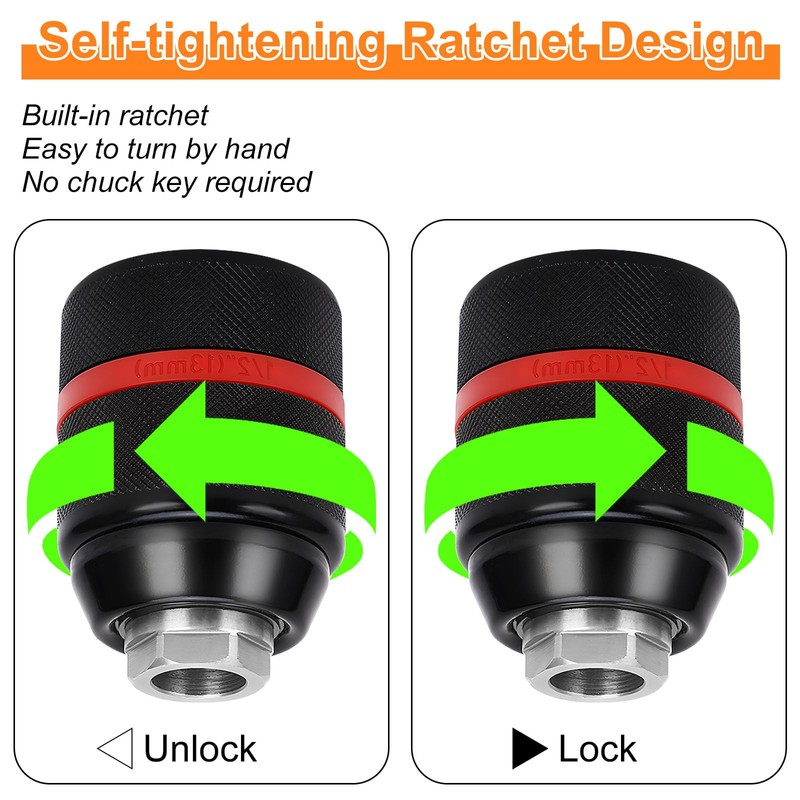 1/2-Inch HA3JAW Keyless Chuck for Bosch SDS-Plus Hammers, 3-Jaw Self-Tighten