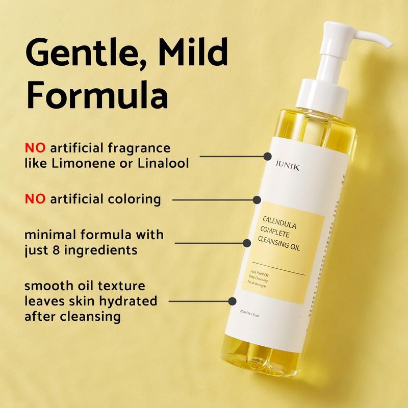 IUNIK Calendula & Jojoba Oil-Infused Vegan Cleansing Oil – Gentle