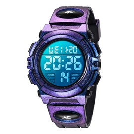 Kids Watch, Digital Watch, Boys Sports Watch, General Outdoor Use, Multifunctional, Waterproof Up To 164.0 ft (50 m), Alert, Date Display, Dual Time, LED, Analog Display, 9.2-パープル&ブルー
