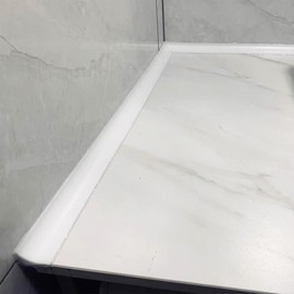 Shower Threshold Seal, Silicone Self-Adhesive Water-Blocking Strip for Countertop, Sink, Bathtub, Wet Room Floor (White, 2 Meters)