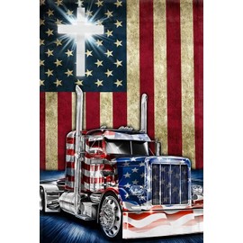 5D Diamond Art Painting by Number Kits Full Drill Truck American Flag Patriotic Diamond Art 16x20 Inch Round Drill Diamond Art Dots for Adults Crafts Cross Stitch Wall Decor