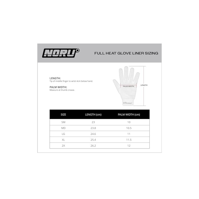 Noru Full Heat Glove Liner - Tri-Layer Fabric with Fleece