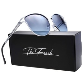 The Fresh Classic Crystal Elegant Women Beauty Design Sunglasses Gift Box (L134-Silver, Grey/Blue)