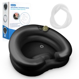 Portable Hair Washing Station- Hair Washing Basin for Bedridden, Inflatable Shampoo Bowl Newly Upgraded No Need for Pump,The Perfect for Locs Detox（Heart Shape-Black）