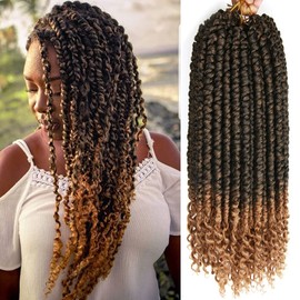 8 Packs Ombre Crochet Curly Wave Senegalese Crochet Hair for Black Women Synthetic Fluffy 14 Inch Short Spring Twist Crochet Hair Pretwisted Passion Twist Crochet Hair (14inch (Pack of 8), T1B/27#)