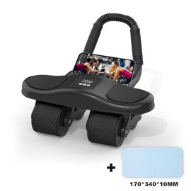 Four-wheel healthy belly Auto Rebound Belly Tuck and Roll Abdominal Training Abdominal Wheel Men's and Women's Home Elbow Brace Roller Exercise and Fitness Equipment - Colour: black