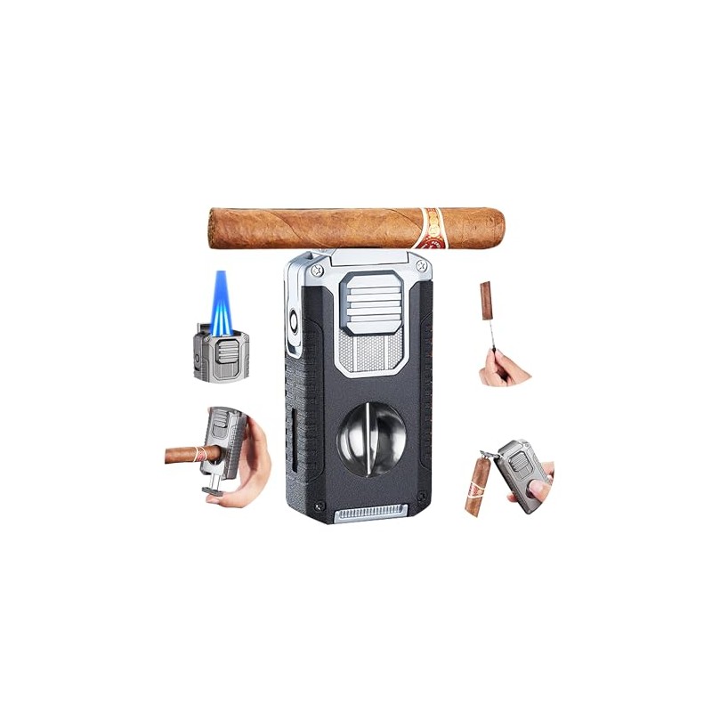 Cigar Lighter Triple Jet Flame Refillable Butane Torch Lighter with