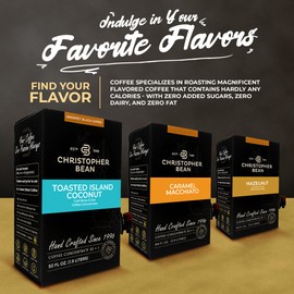 Christopher Bean Coffee - 396 servings, 30 to 1 Blend Bag in Box Liquid Instant Coffee or Cold Brew Coffee Concentrate - Hot or Iced Coffee - Toasted Island Coconut