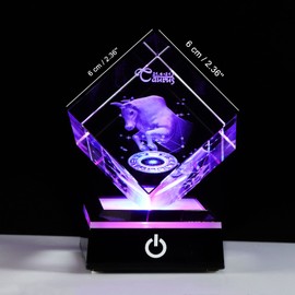 3D Crystals Taurus Zodiac Astrology Gifts For Women Men,Taurus Glass Figurine Decor Constellation Stuff April May Birthday Gifts For Girlfriend Woman Aunt Wife Keepsake Sign Symbolic Energy: Possess