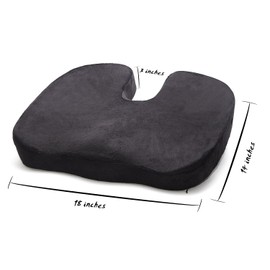 JUWENIN, Memory Foam Seat Cushion for for Home Office Desk Chairs, Auto Seats, Sports Stadium Seats (Black)