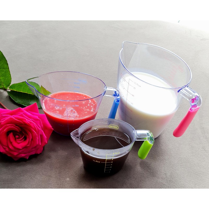 3pc Transparent Drastic Measuring Cup Set, Measuring Cup Stackable Clear