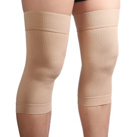 KEKING Orthopedic Brace for Tendinitis, Arthritis, ACL, MCL, Injury Recovery, Meniscus Tear, Knee Pain, Aching Knees, Patellar Tendonitis and Arthritis, Knee Compression Sleeves 2 Pack, Beige S