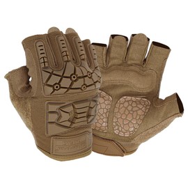 Seibertron T.H.F.I.G Gloves Half Finger Fingerless Men's Tactical Military Flexible TPR Impact Protection for Airsoft Brown XS