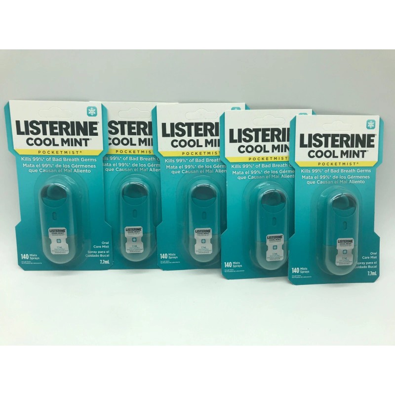 Listerine Cool Mint Pocketmist. Kills 99% Of Bad Breath Germs.