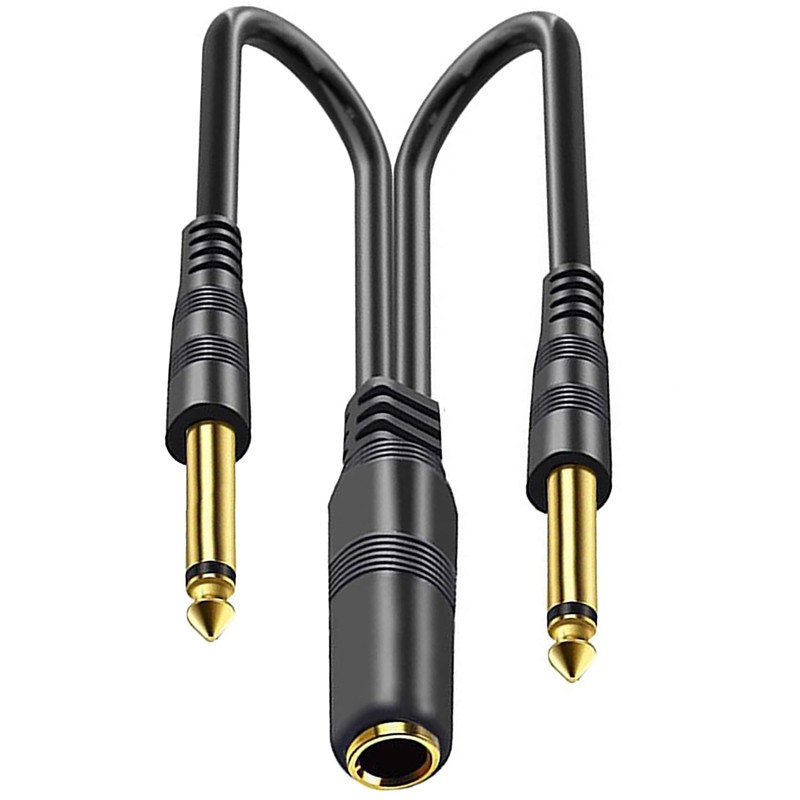 tunghey 2Pack 1/4 TRS Stereo Jack Female to Dual 1/4
