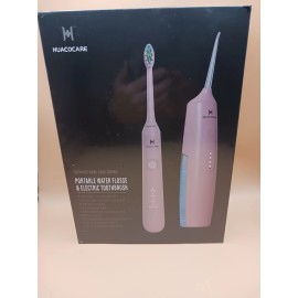 HUACO CARE 2-1 Oral Clean Kit- Water Dental flosser & Electric Toothbrush Combo (Pink)