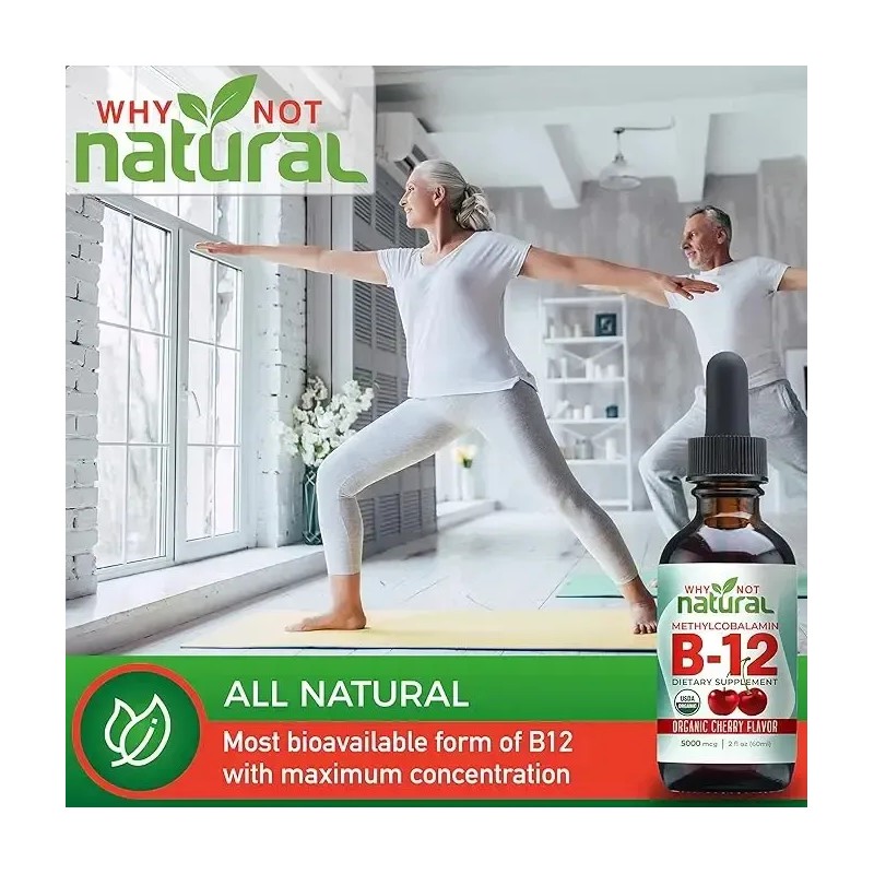 Vitamina B12 Sublingual 5000mcg Why Not Natural Orgánica Cereza