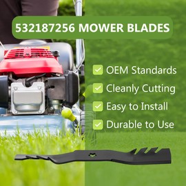 BCQNXX 532187256 Commercial Mulching Blades for Husqvarna Z254F Z254 MZ54 LGT2654 YTH24V54 54 inch Deck Zero Turn Lawn Mower - Heavy Duty Blade Replaces 187256 187254 532187254-3 Pack
