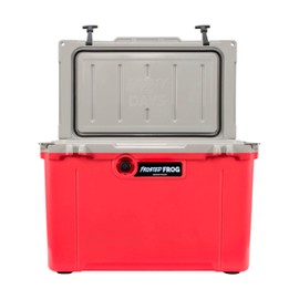 Made in USA Frosted Frog Hyper-Light 54 Quart Hard Cooler Insulated Portable Ice Chest Box for Beach, Beverages, Camping, Fishing, Boat, Barbecue, 30% Lighter Than Rotomolded Coolers (Red and Gray)
